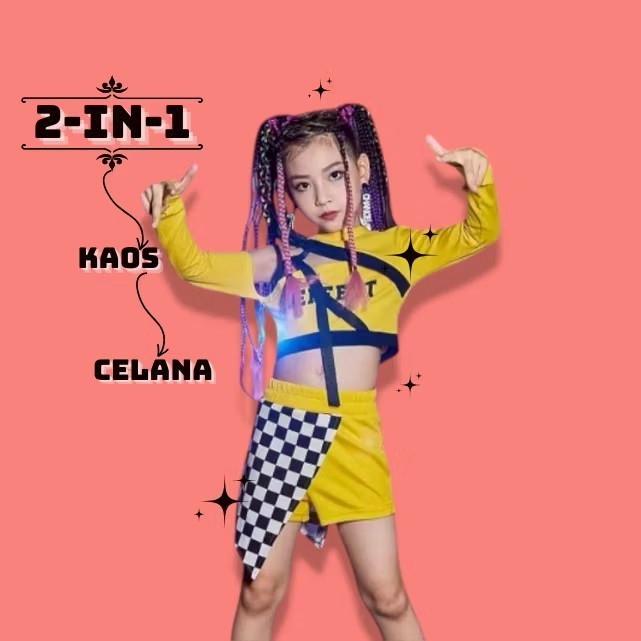 LISA SETELAN BAJU ANAK PEREMPUAN DANCE STYLE FASHION HIPHOP KPOP KOREA USIA 3-14 TAHUN