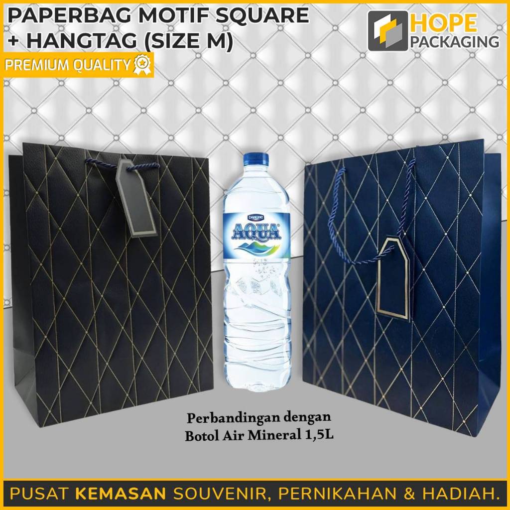 

Paperbag Motif Square + Hangtag / Paper Bag Embos / Tas Souvenir / Paper Bag Tas Hampers / Tas Kado / Tas Belanja / Paper Bag Premium