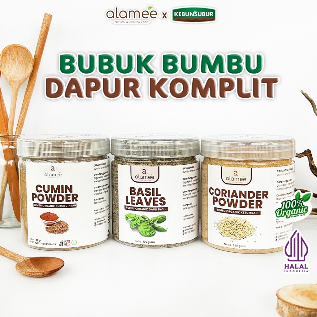 

ALAMEE Bumbu Dapur Bubuk Lengkap Toples Lada Hitam Powder Organik Siap Pakai Organik kebunsubur