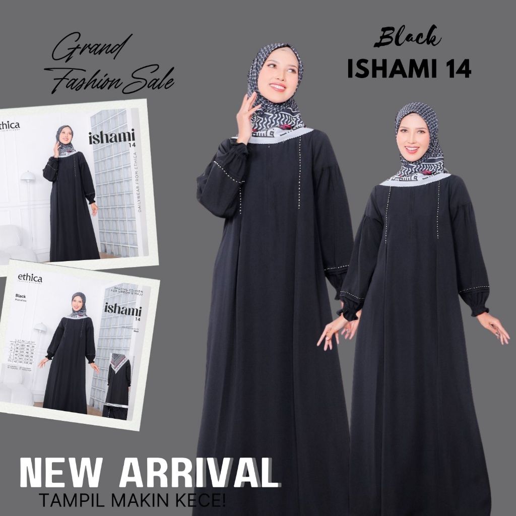 Gamis Abaya Haji Umroh Wanita ETHICA ISHAMI 14 Black / Gamis Dress Abaya Wanita untukUMROH DAN HAJI