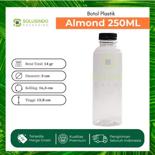 Botol Plastik 250ml Almond Ekonomis Minuman Susu Kopi Jamu Jus PET