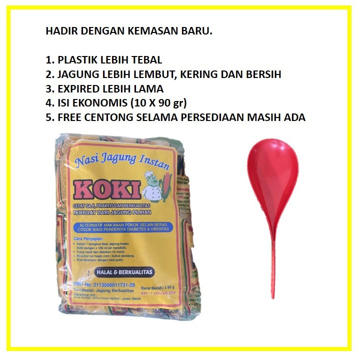 

[ ISI 10 BKS ] x 90 gr BERAS JAGUNG INSTANT MPOK CAP KOKI HALUS