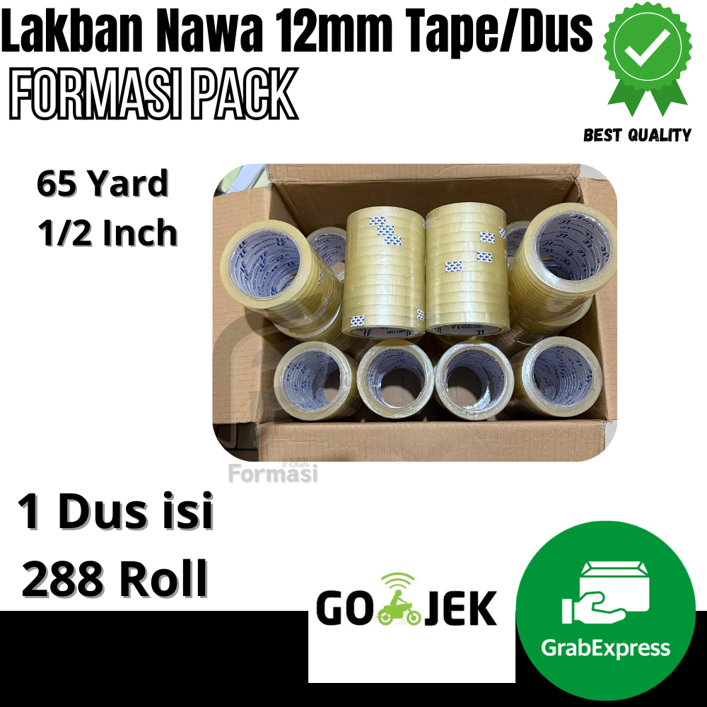

LAKBAN NAWA TAPE 12MMX65YARD ( 1 DUS isi 288 Roll ) PALING MURAH BERKUALITAS