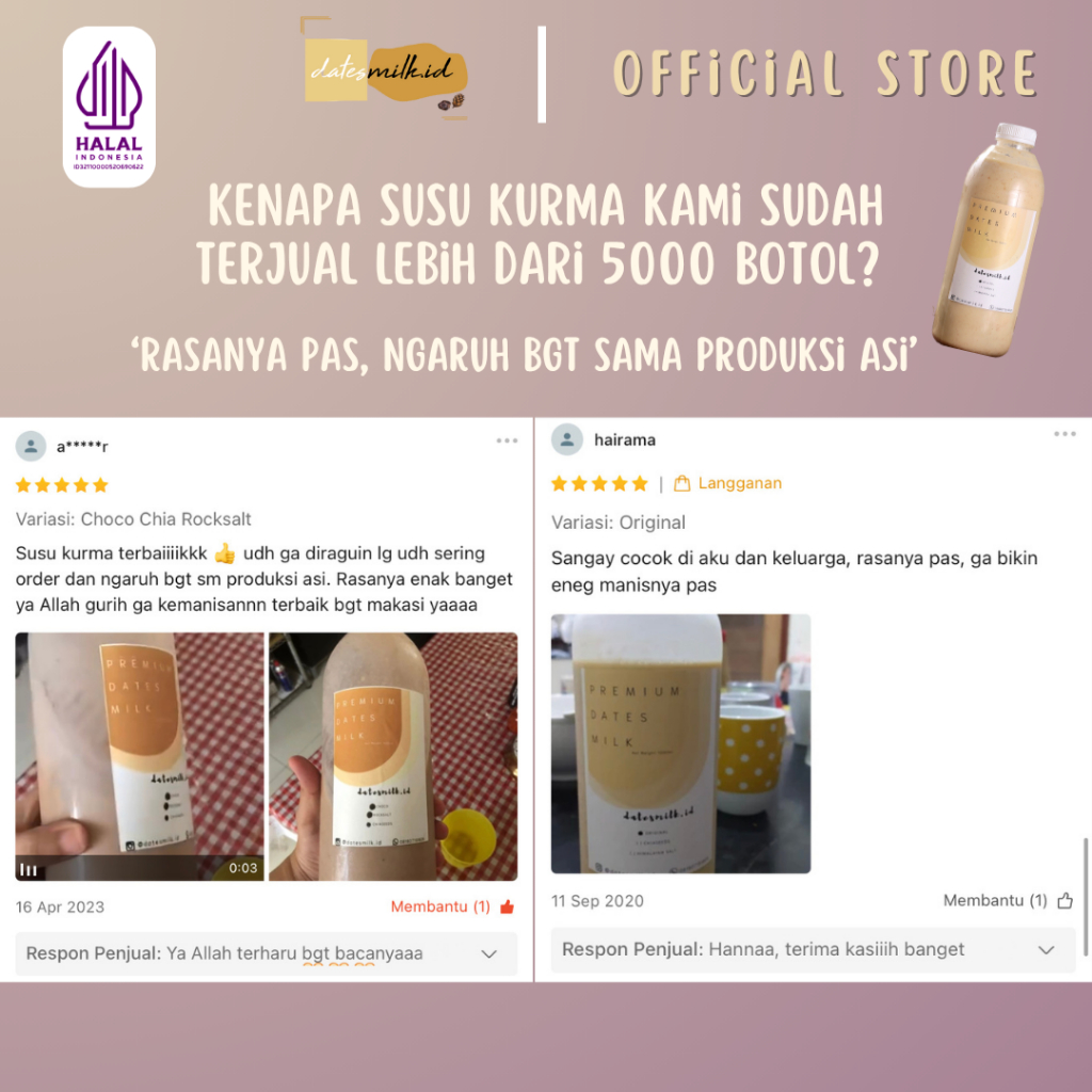 Susu Kurma 1L Minuman Sehat Asi Booster Untuk Ibu Hamil Dengan Kurma Premium Fresh Homemade 1 Liter