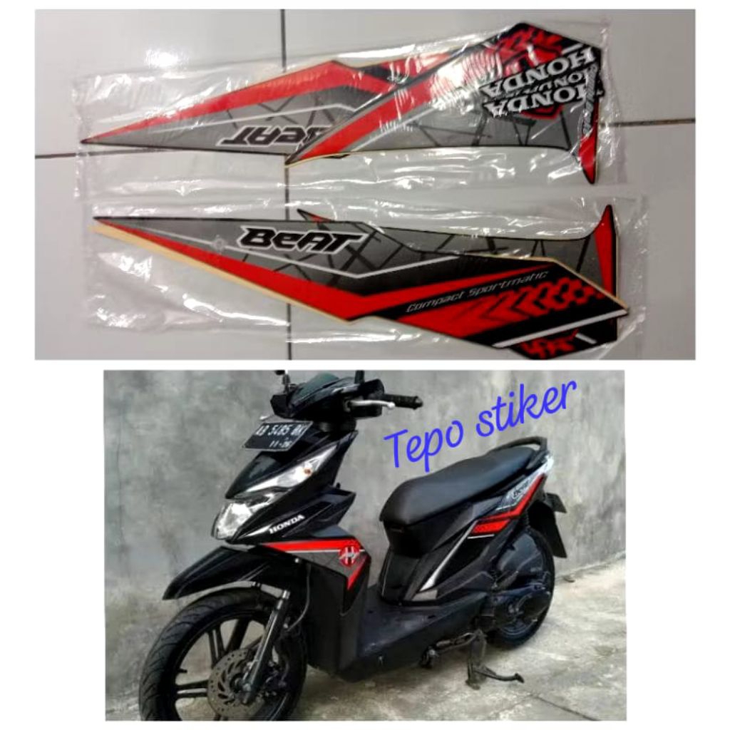 stiker striping list les body motor honda beat fi esp 2016,full hitam