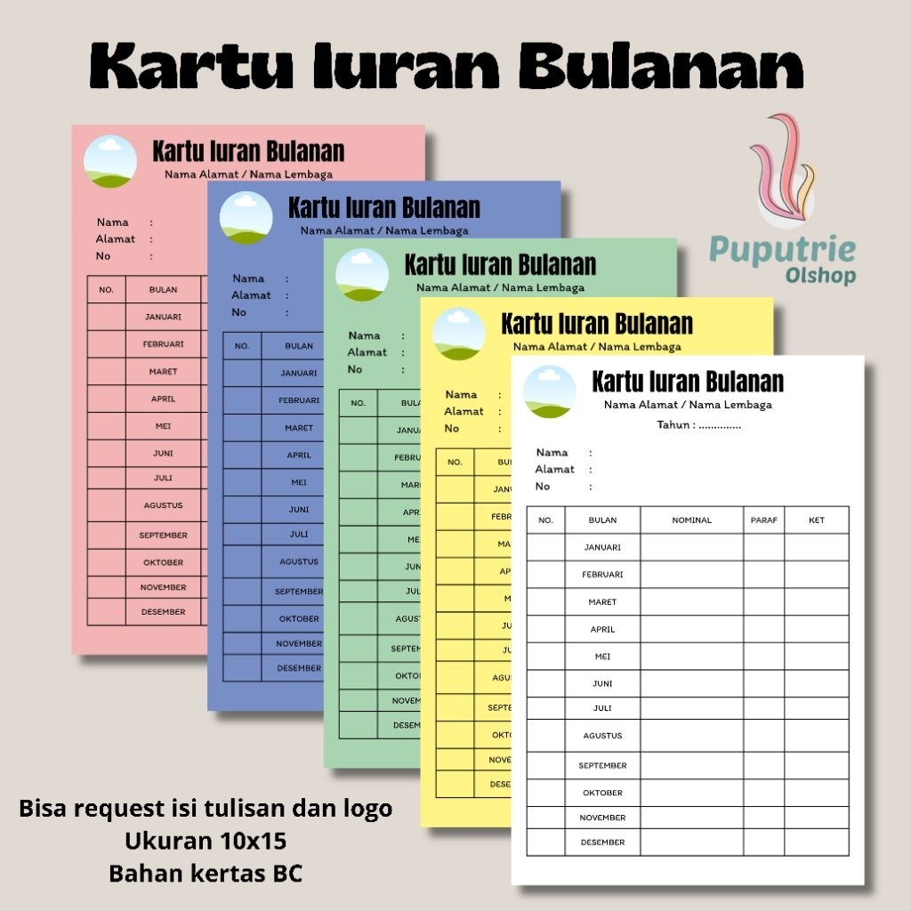 

Kertas Iuran Bulanan Ready stok bisa custom tulisan dan logo