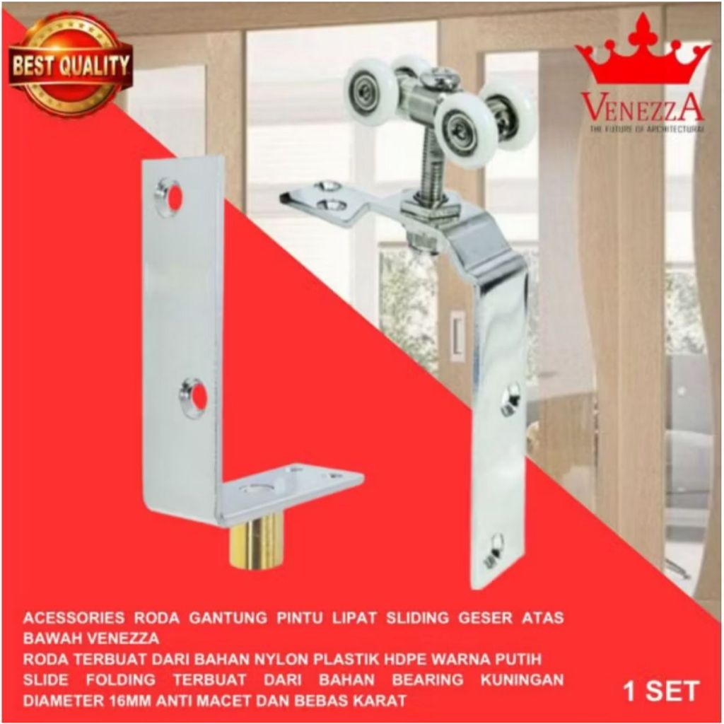 Roda Husky Fleksibel Putar 360° Rel Pintu Lipat Aluminium VENEZZA+Pivot Stabilizer Bawah