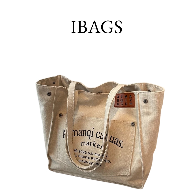 [IBAGS] Tas Tote Bag Kanvas Tote Bag Kuliah Wanita 8111