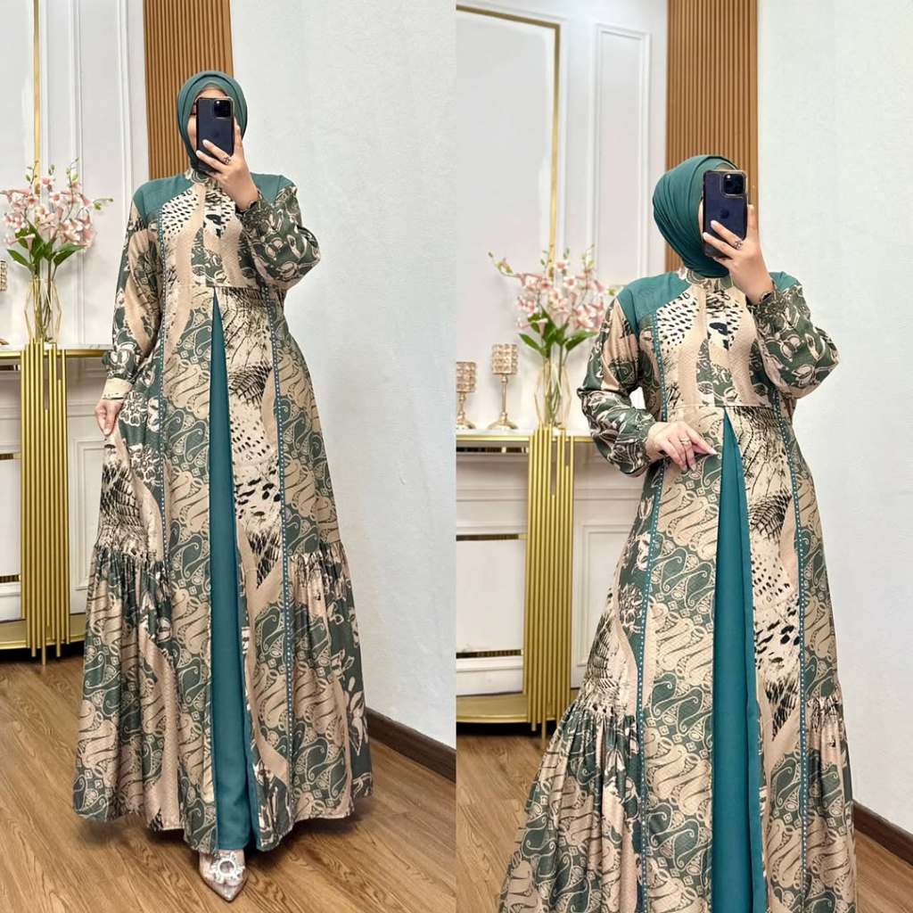Ready gamis doby azzura gamis elegan dengan bahan ceruti mix biba payet gamis elegan gamis