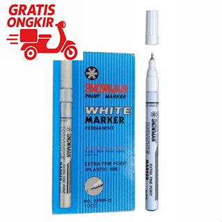 

spidol putih snowman (12pcs) ujung runcing seperti pulpen / paint marker extra fine tip EFWP-12