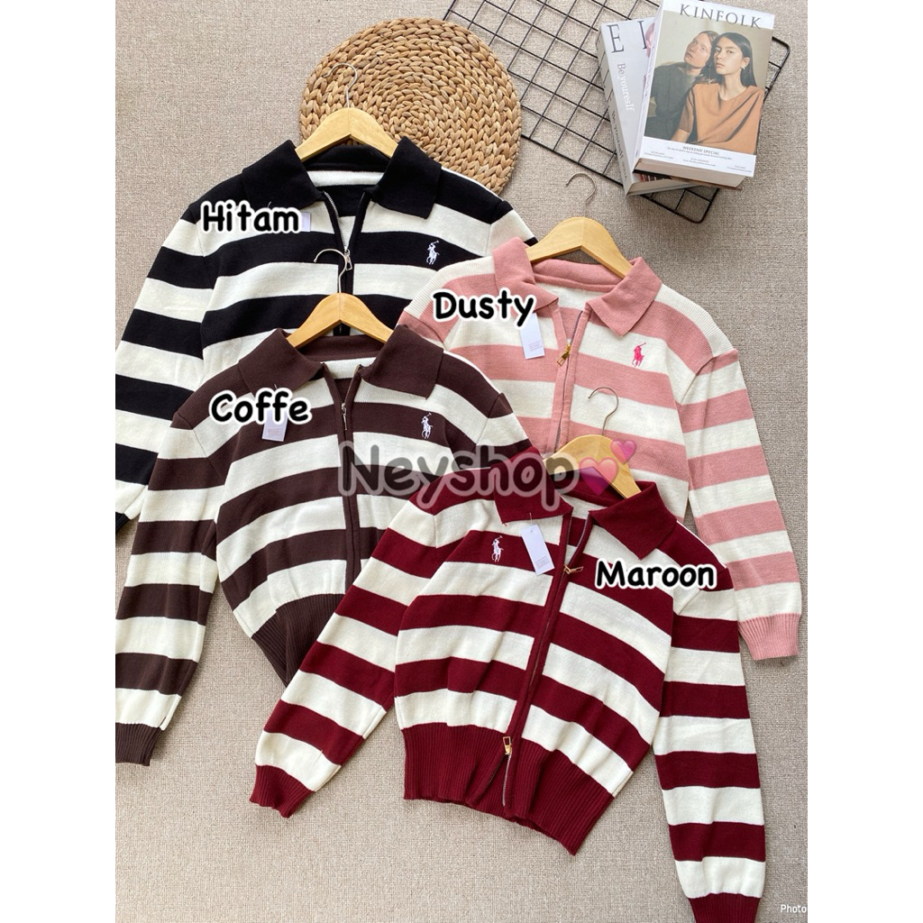 Jaket olop double zipper/resleting bahan knit premium