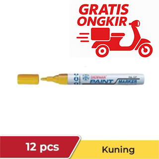 

paint marker snowman (12pcs) / spidol kuning snowman medium tip permanent cp-12