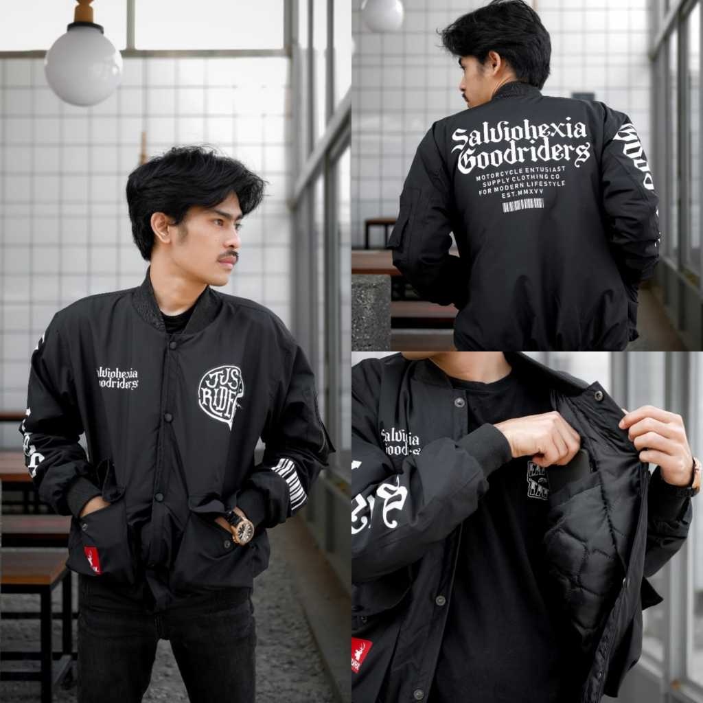 Salvio Hexia Jaket Bomber Goodriders Hitam Premium