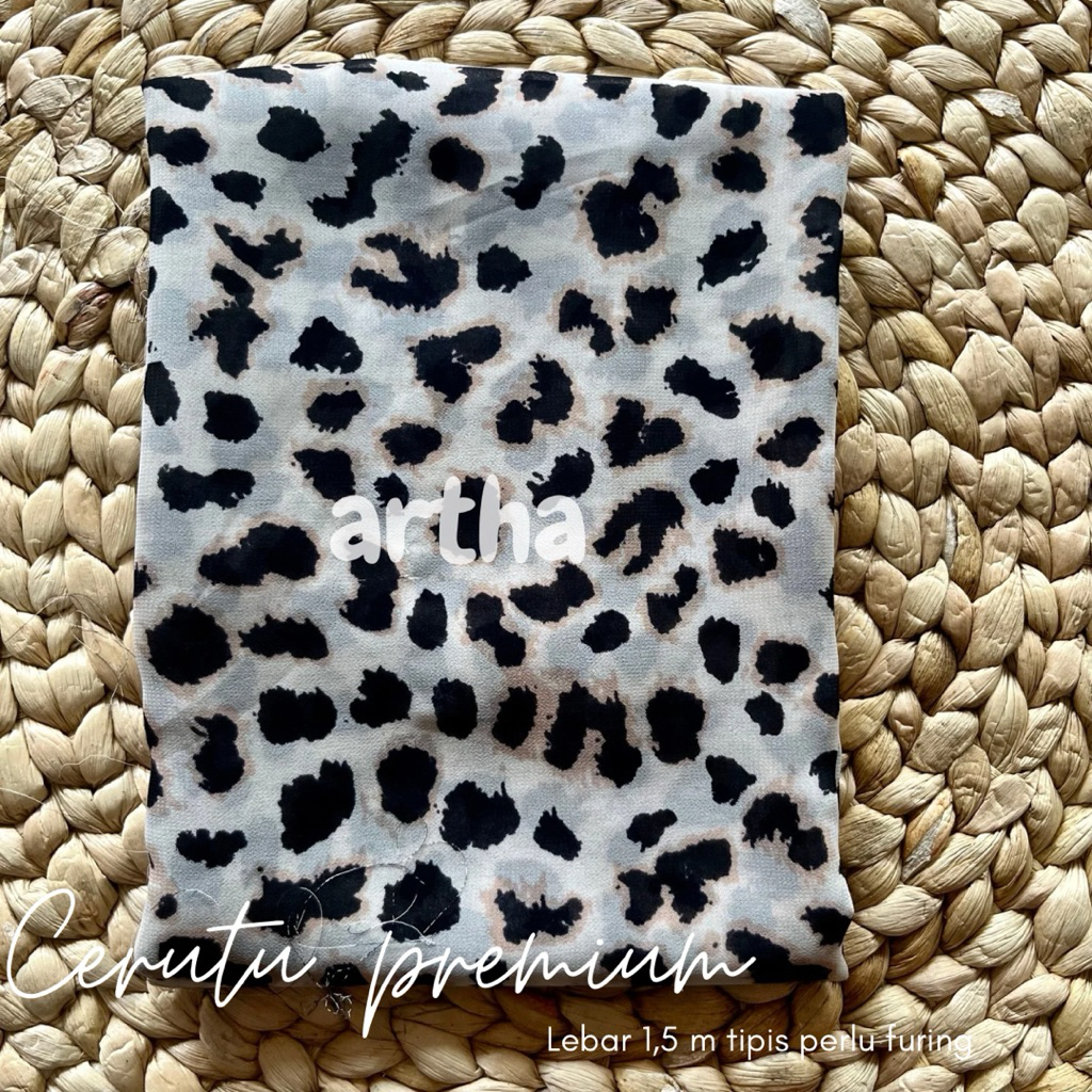kain ceruty yoryu motif leopard bahan gamis mutif macan