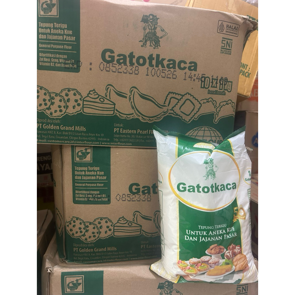 

Terigu Gatot Kaca 1 KG PERDUS isi 10 pcs