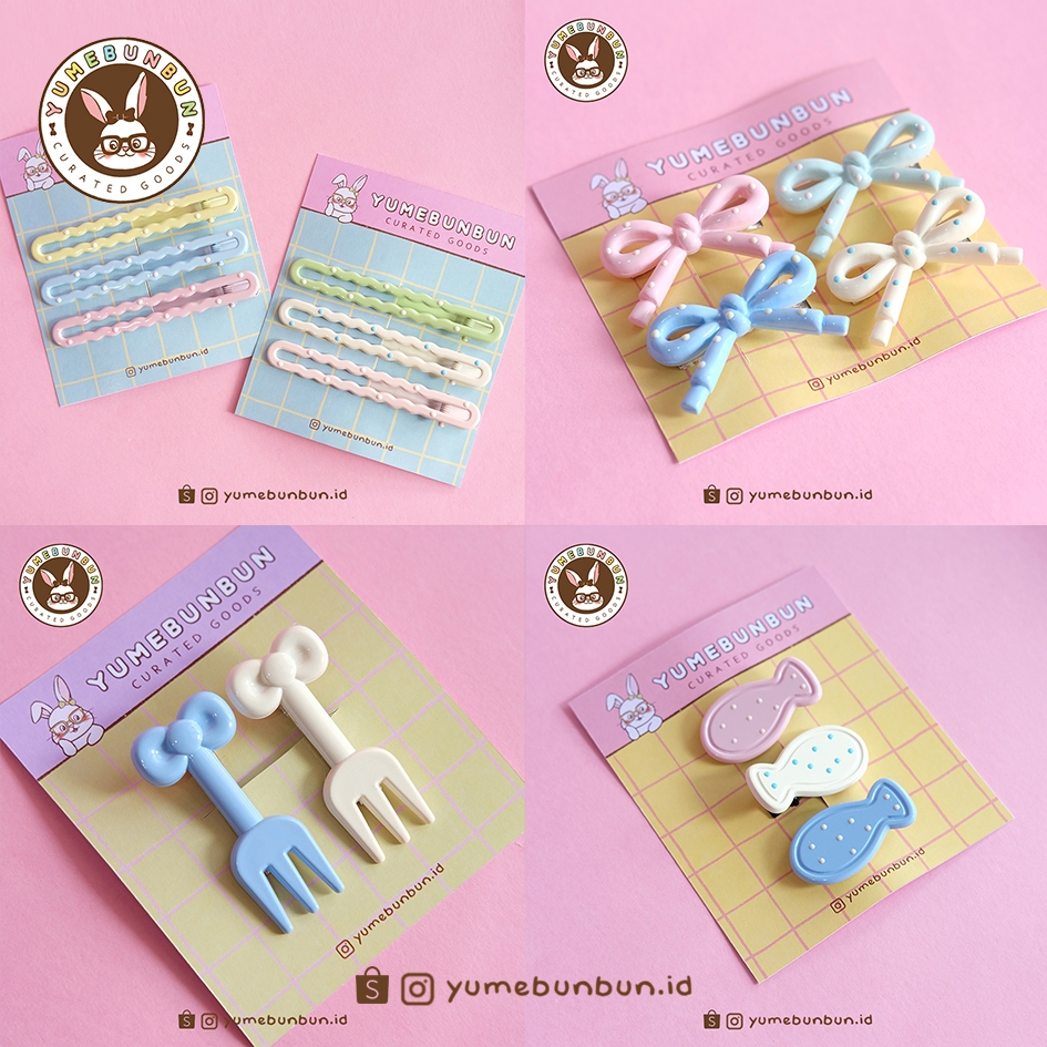 Jepit Rambut Pastel Yumebunbun - Jepitan Rambut Pita - Jepit Rambut Warna Warni - Jepit Rambut Cute