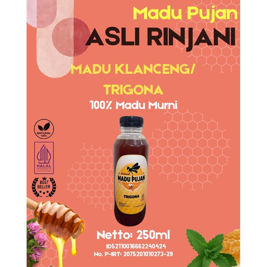 

[MADU PUJAN asli RINJANI] Madu Klanceng/Trigona 250ml Madu Murni 100%