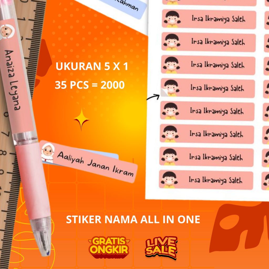 

Stiker Nama Untuk Peralatan Sekolah 35 Pcs Termurah