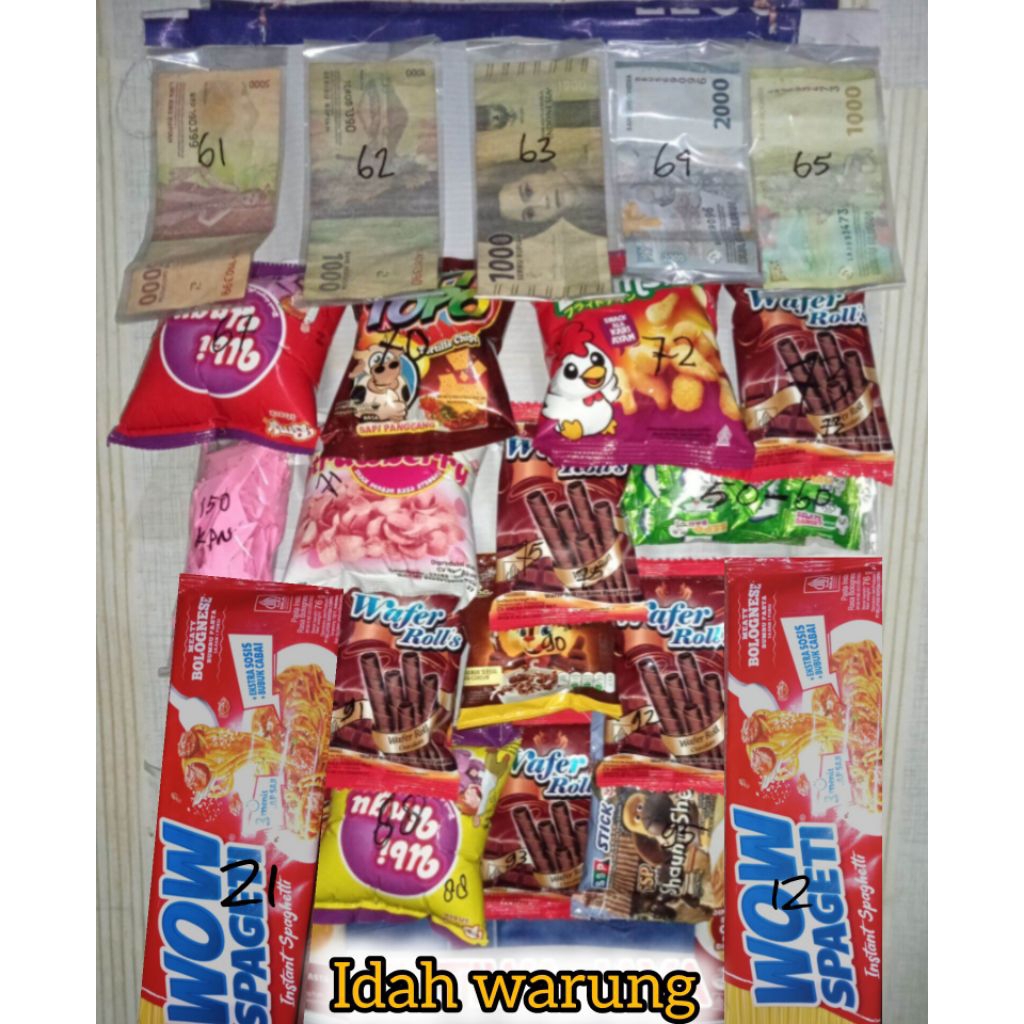 mainan jadul, cabutan rentengan, isi kupon 150 pcs, zonk dapat permen