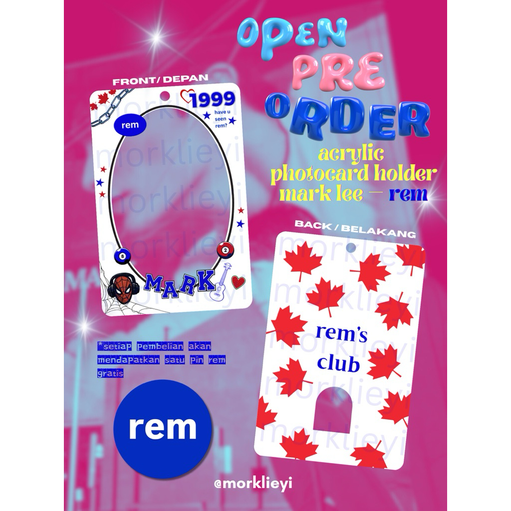 Acrylic Photocard Holder Mark Lee NCT — rem by morklieyi Cahol rem