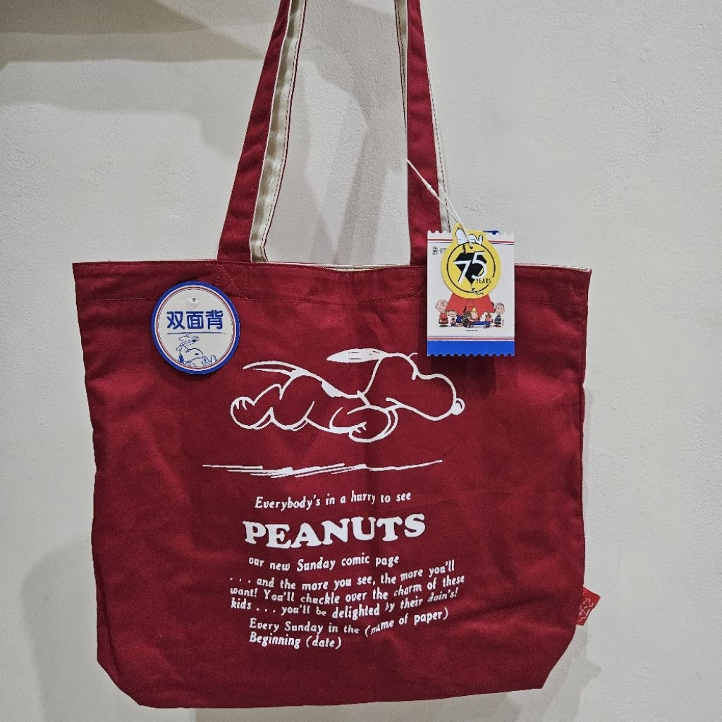 Snoopy Peanuts Large Canvas Tote Bag Ready New Tas Kanvas Besar Peanuts Snoopy