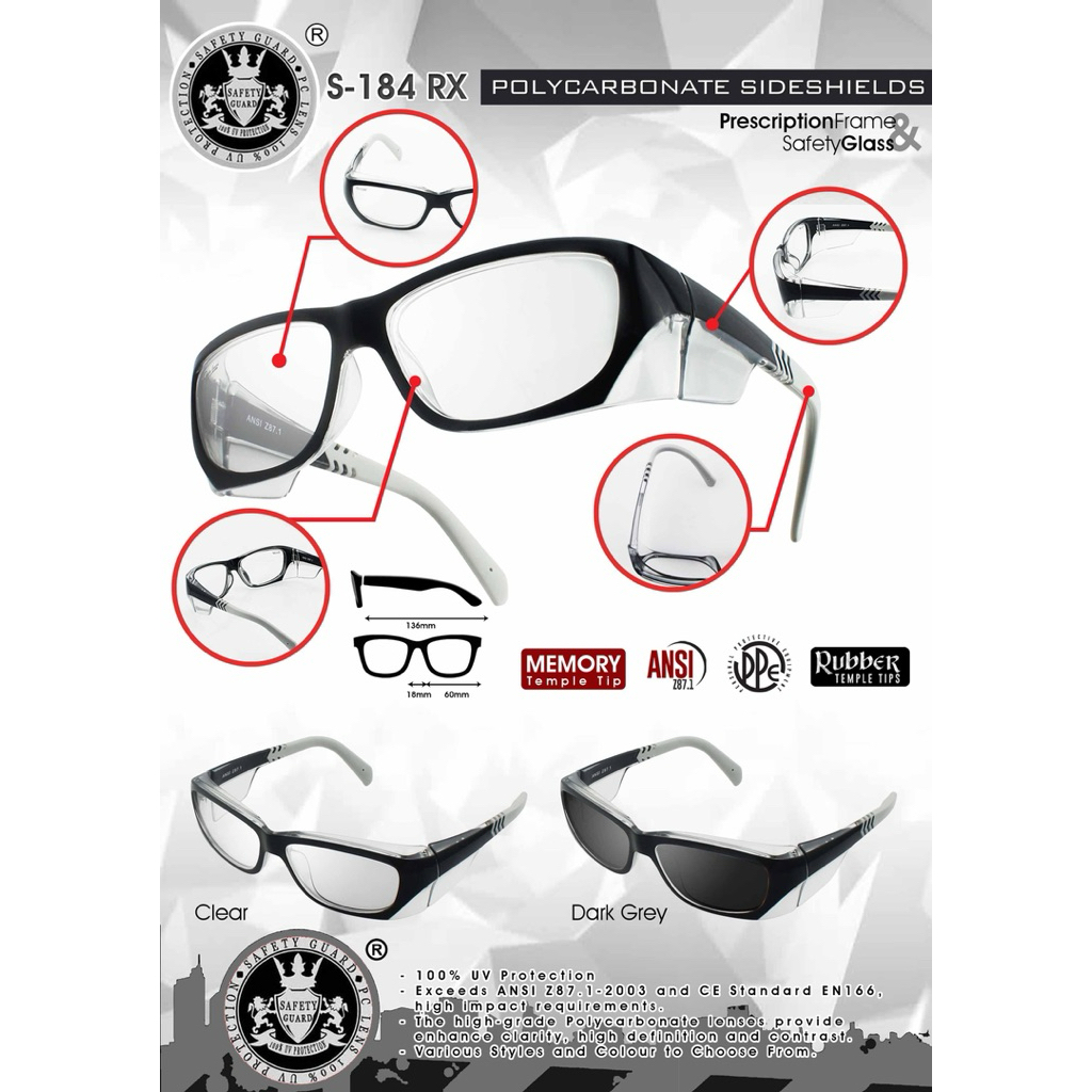 Safety guard S184 RX kacamata fashion ANSI Z87+