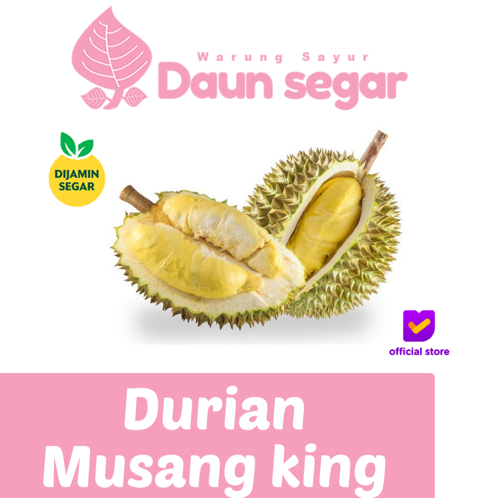 

Durian Musang King Grade A Per-Pack Premium Malaysia, Daging Kuning Emas, Super Legit Daun Segar