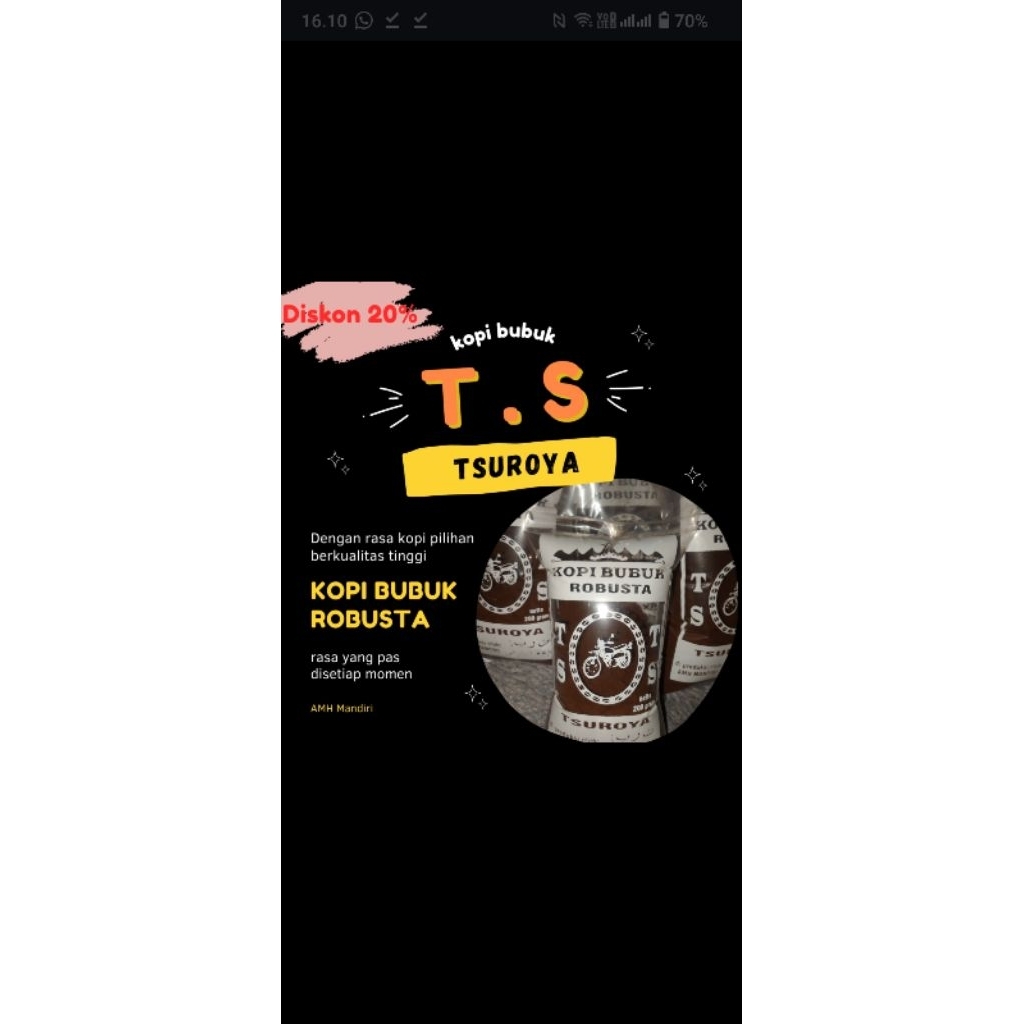 

KOPI BUBUK TSUROYA LAMPUNG 100-1KG