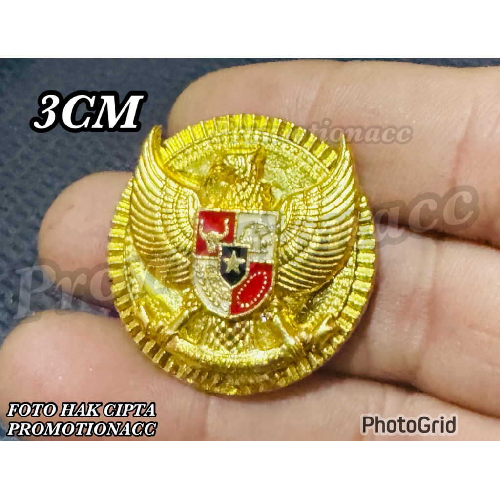 Pin GARUDA Tumpuk Bulat Gerigi 3cm GARUDA PANCASILA Logam Kuningan sepuh emas PREMIUM Peniti Magnet 