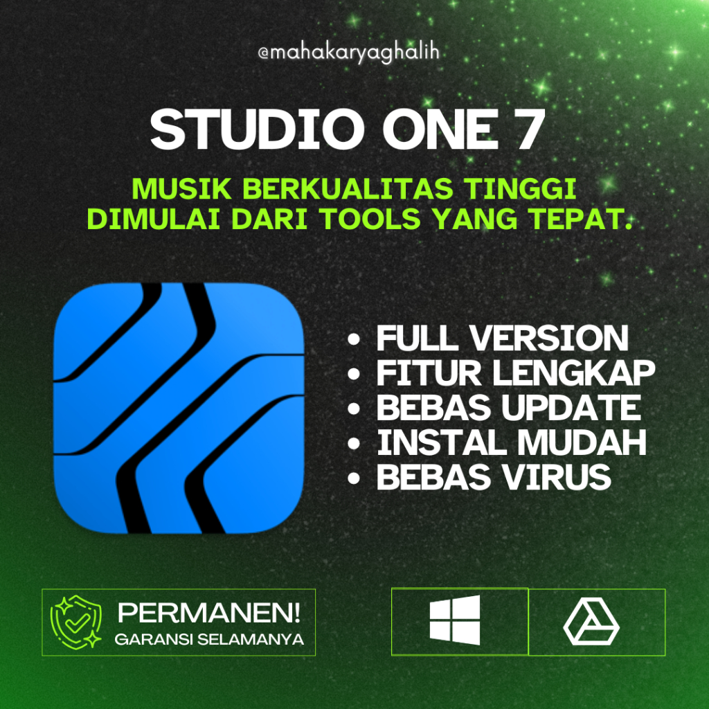 Studio One 7 Professional Full Original + 35GB Soundset & 40GB Plugin | Software Produksi Musik PreS