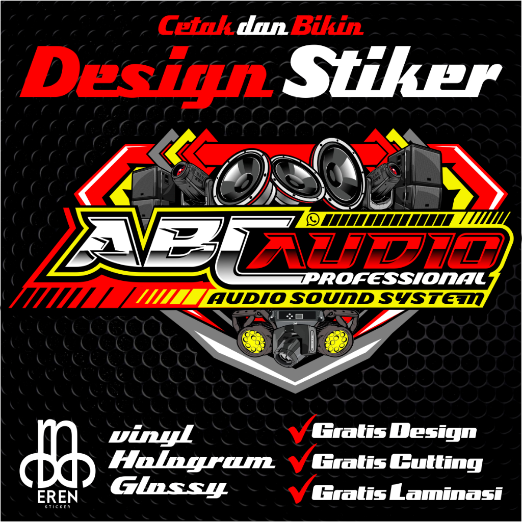 

Stiker Custom Audio Sound System 100 Pcs DIY Audio Vinyl Hologram Gratis Laminasi Glossy dan Cutting