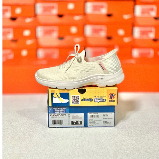 size 37.5 SEPATU WANITA GO WALK 6 WHITE PUTIH ORIGINAL (124568/OFWT) OFF WHITE