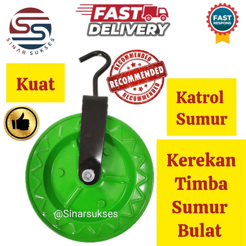 Kerekan Timba Sumur Besi Bulat 6 inch/ Katrol Sumur/ Katrol Gantung/ Katrol Air Sumur Timba/ Kerekan