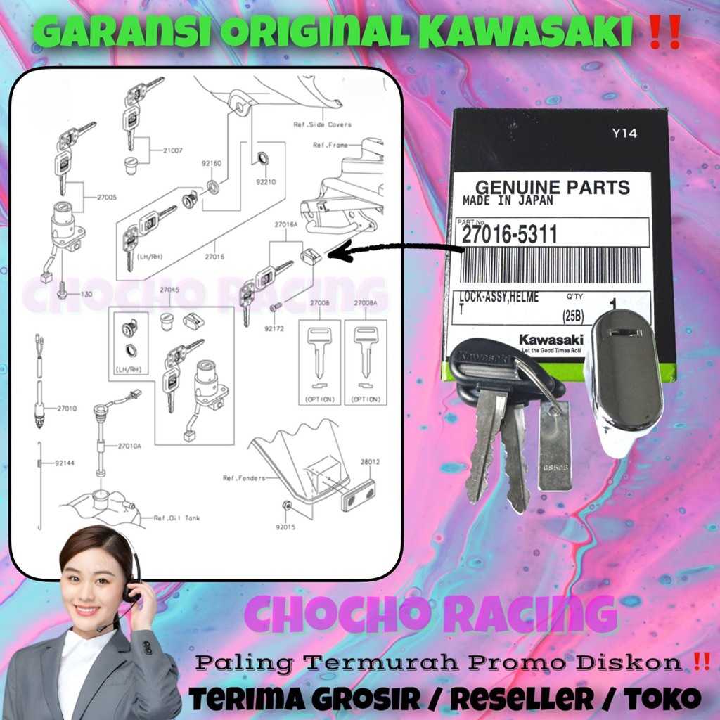 [311] PROMO DISKON - PENGUNCI HELEM BELAKANG NINJA R SS KIS RL VR C E J M N KR 150 KR 150 ORI ASLI K