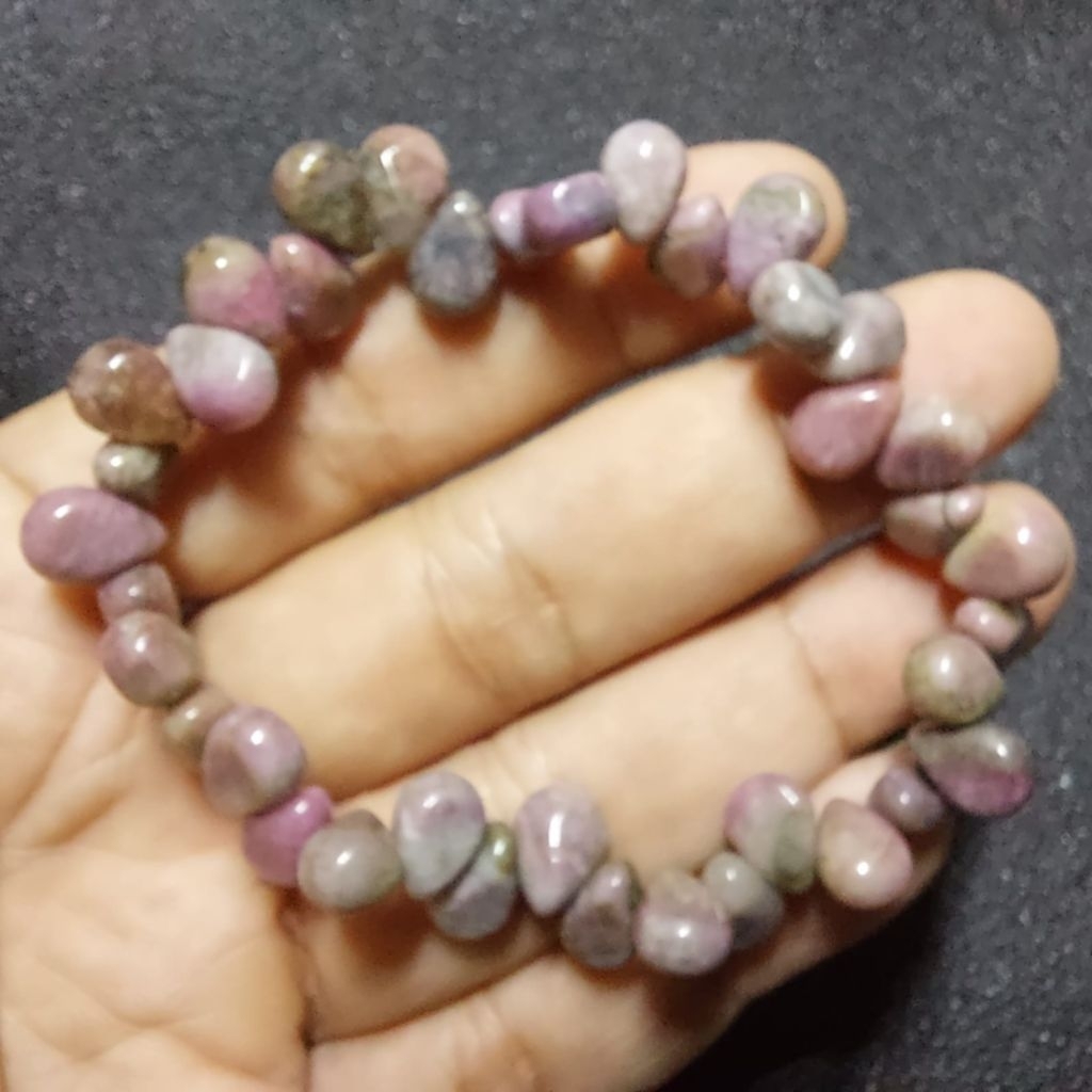 Gelang Batu Alam Natural Pink Tourmaline Teardrop