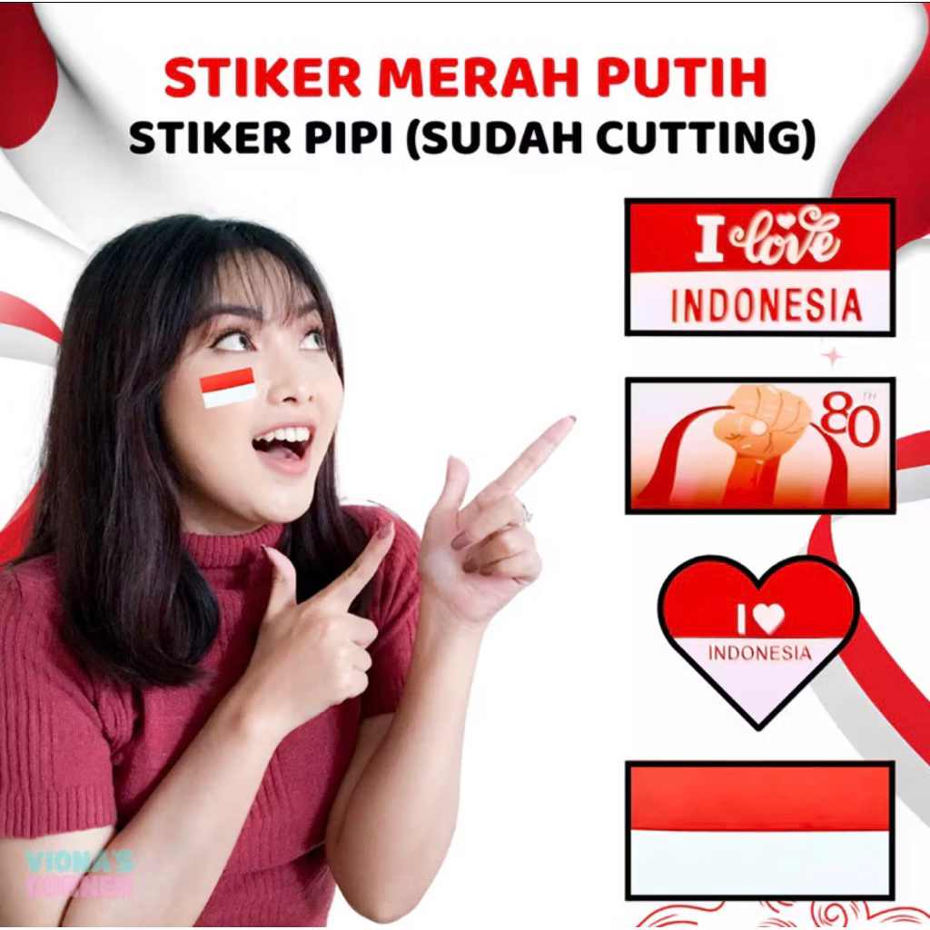

Sticker Pipi Bendera Merah Putih / Sticker Pipi I Love Indonesia (1 lembar 30 sticker)