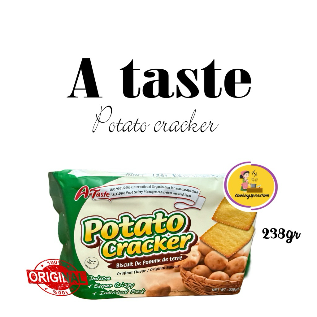 

A-Taste Potato Cracker 238gr – Biskuit Kentang Gurih Renyah Isi Banyak
