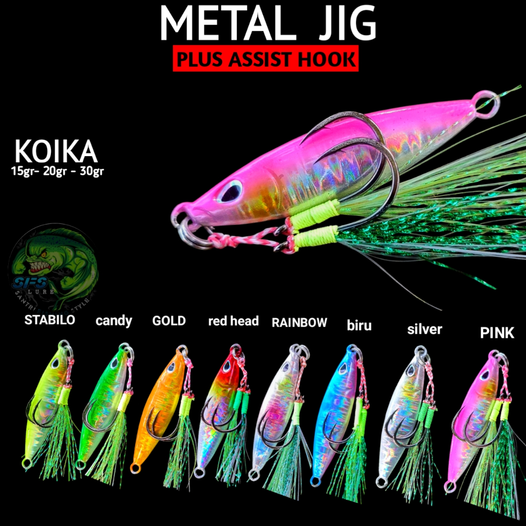 Micro jig set assist hook 10g/15g/20g/30g/40g umpan pancing metal jig umpan pancingan umpan memancin