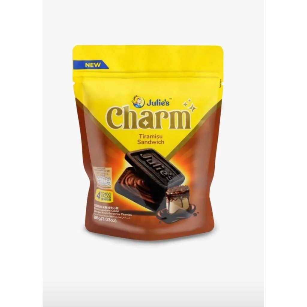 

Julie's Charm Tiramisu Sandwich 86 Gr (Isi 4 x 21.5 Gr)