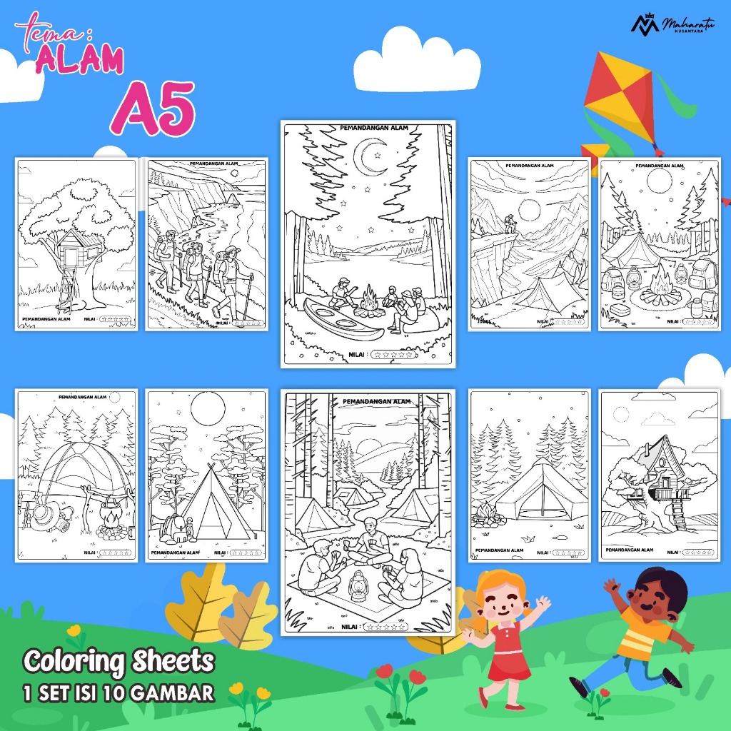 

KERTAS MEWARNAI EDUKASI ANAK TEMA ALAM READY STOCK - COLORING SHEET ISI 10 LEMBAR UKURAN A5