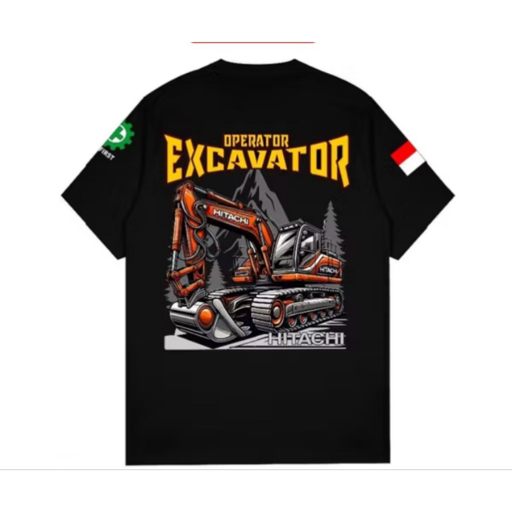 Kaos Hitam Distro Operator Excavator HITACHI Kaos T-shirt Unisex