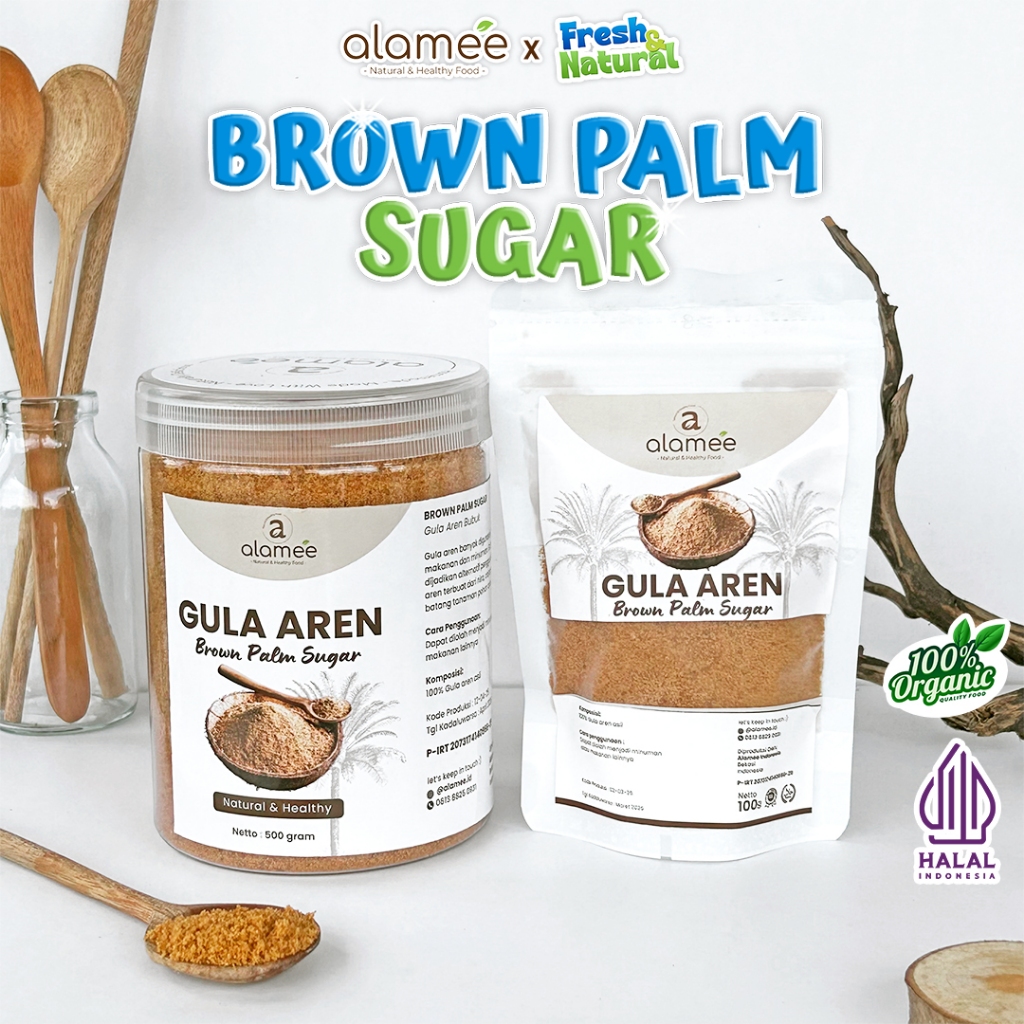

ALAMEE Gula Aren Bubuk Organik Asli Powder Palm Sugar Premium Semut Natural Organic Organik 500 Gram fresh and natural