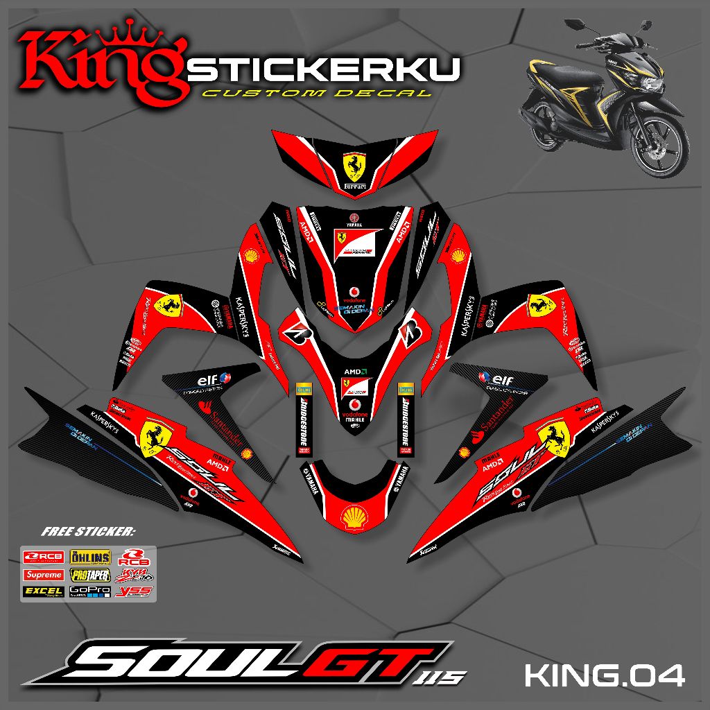 Decal Sticker Motor MIO SOUL GT 115 Full Body 2012 2013 2014 2015 Yamaha Soul GT 115 Full Blok Desai