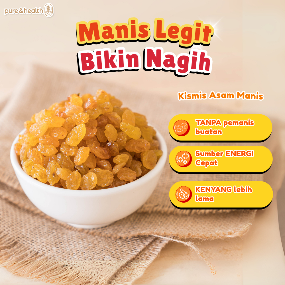 

Kismis Asam Manis 1 Kg Pure and Health - Golden Raisin Natural Super Food