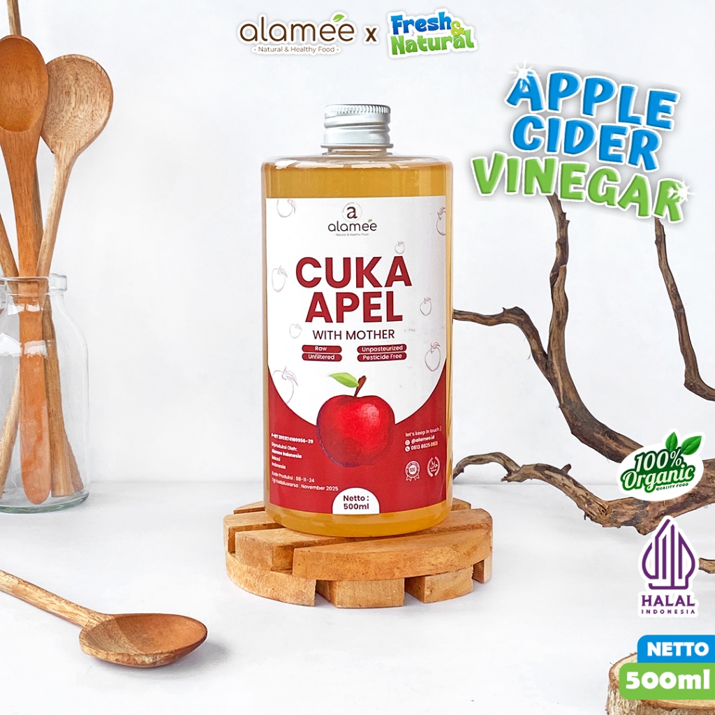 

ALAMEE Cuka Apel Original Vinegar With Mother Premium Organik Apple Cider Vinegar Sari Buah fresh and natural