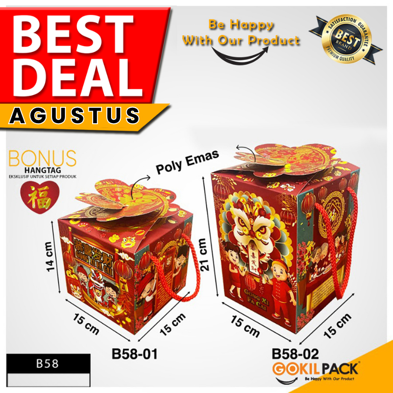 

Kotak Imlek 2024 - Kotak Chinese New Year 500 gr isi 2 toples - Box CNY - B58