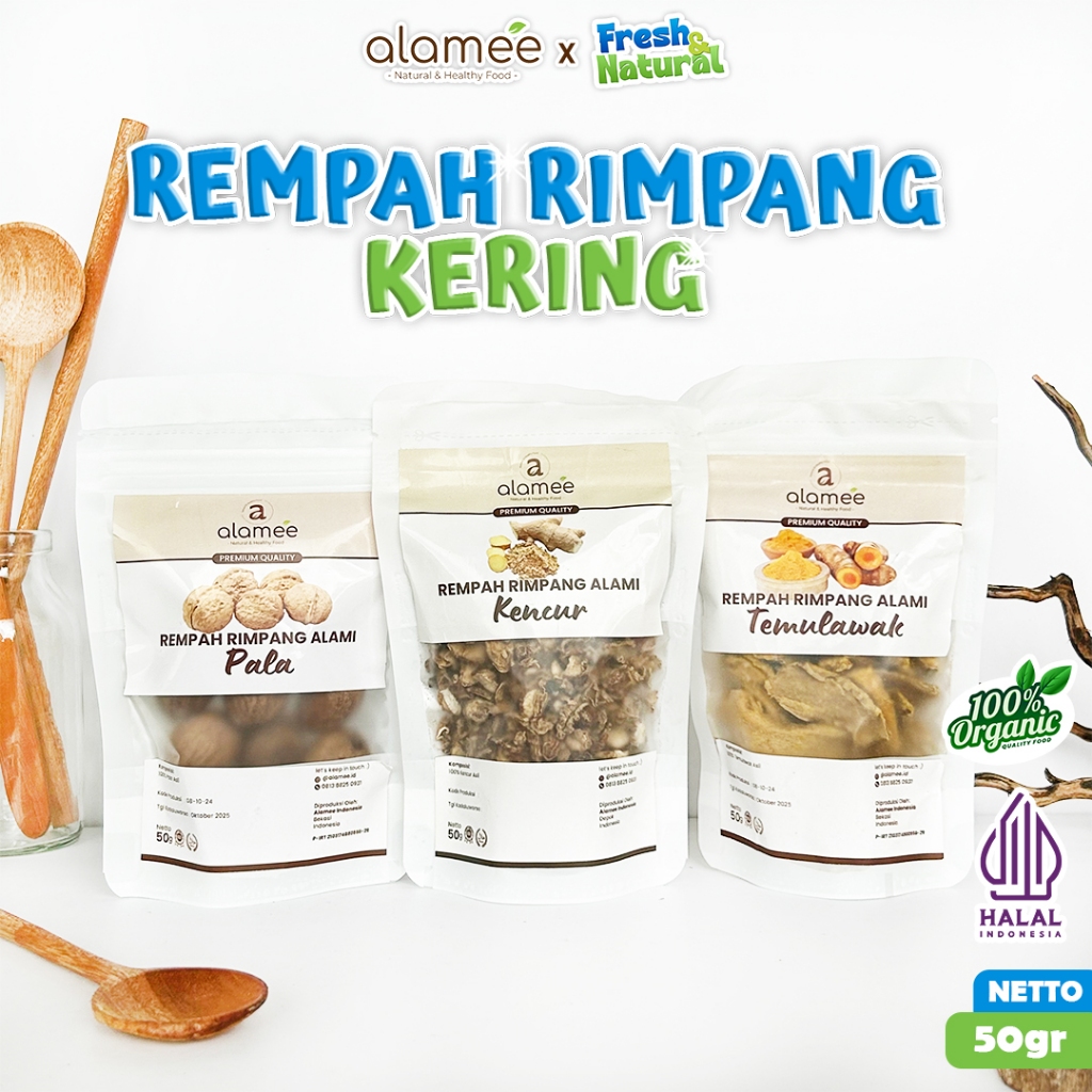 

ALAMEE Bumbu Dapur Rempah Kering 50gr Temulawak Jahe Kapulaga Ketumbar Lengkuas Kayu Manis Cengkeh freshandnatural