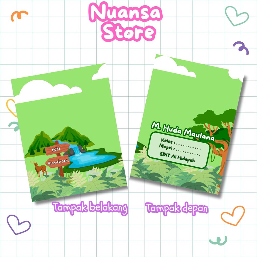 

Sampul buku custom nama untuk sekolah sd dan tk