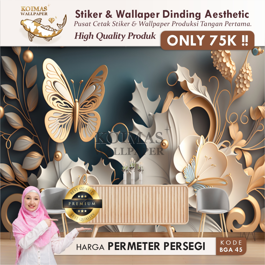 Wallpaper Dinding 3D Stiker Dekorasi Dinding Motif Bunga Mawar Hijau Elegan Wallpaper Motif Bunga Ma