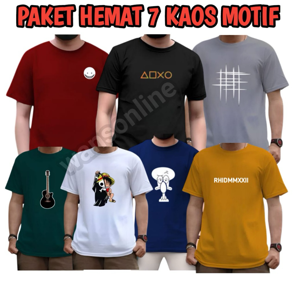 Kaos 100rb dapat 7 motif distro